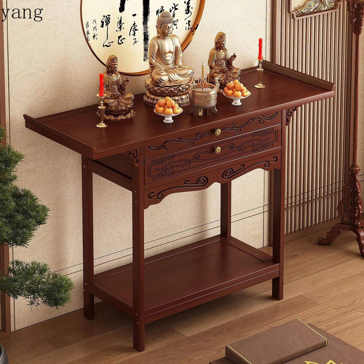 LH1 New Chinese Vertical Cabinet Household Incense Buddha Statue Offering Taigong Table