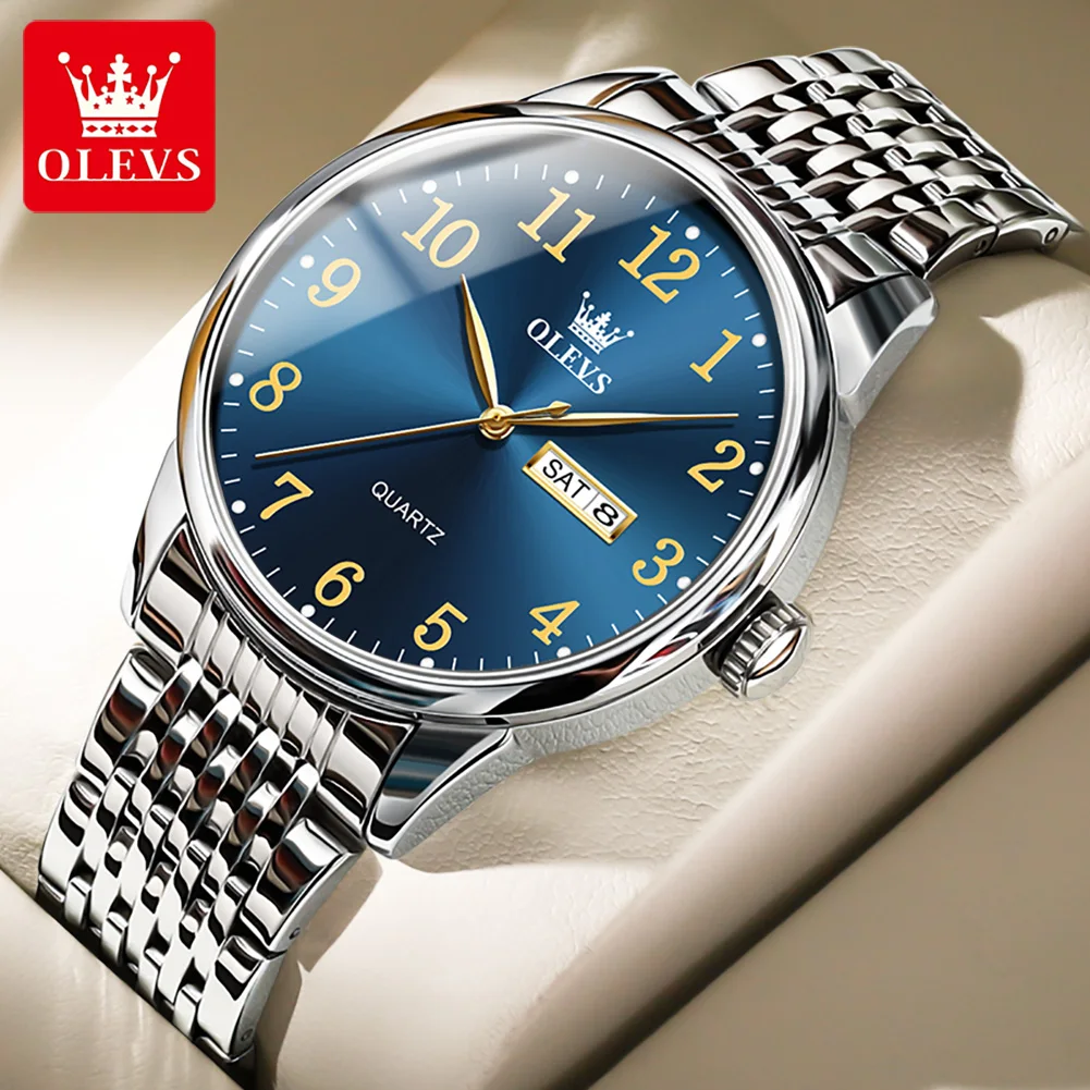 

OLEVS Business Watch for Men Top Brand Luxury Quartz Man Wristwatch Simple Original Stainless Steel Waterproof Men's Watches