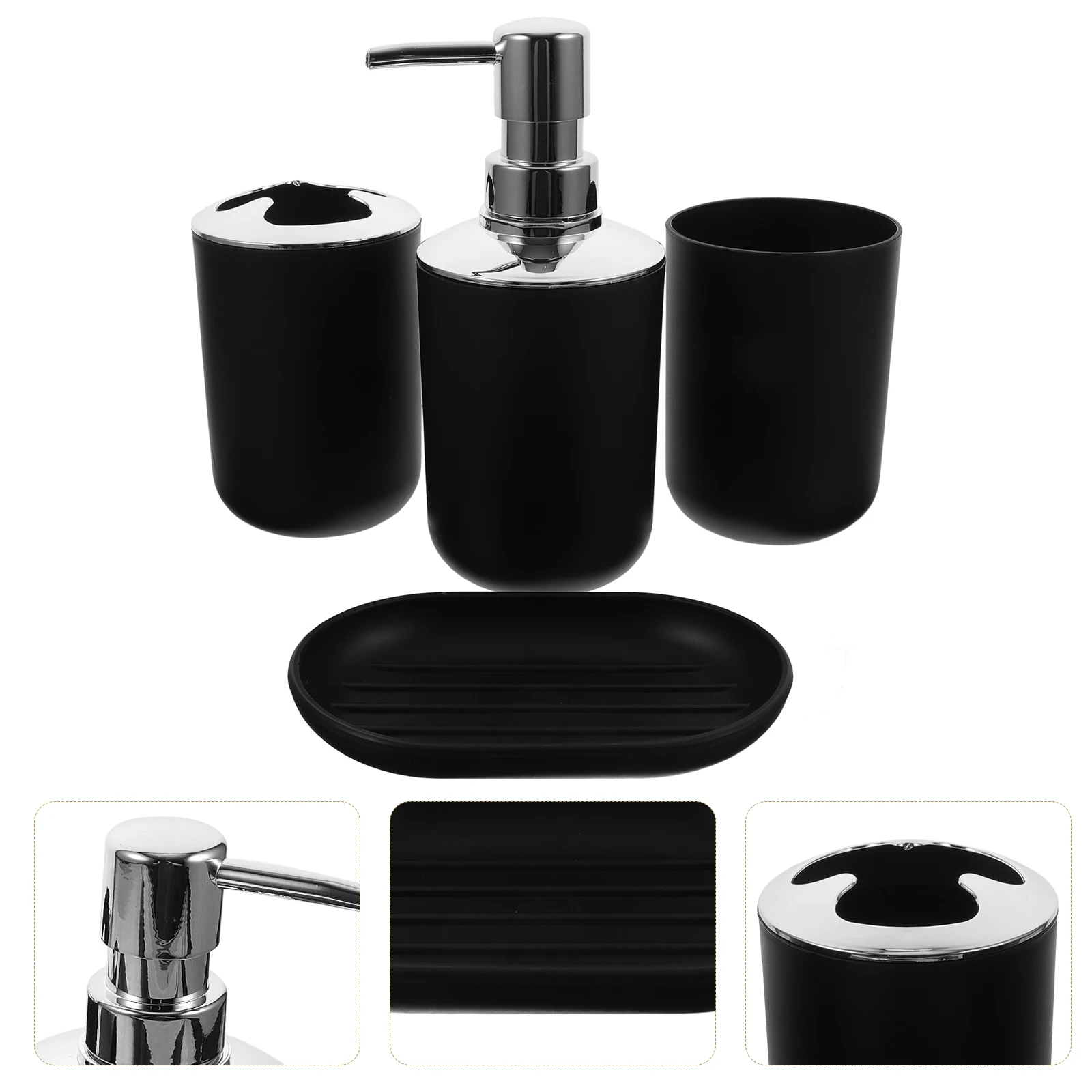 

1set Bathroom Set Electroplated Toothbrush Holder Lotion Box Soap Tray Cup Home Hotel Washing Tools Storage Smooth Surface Easy