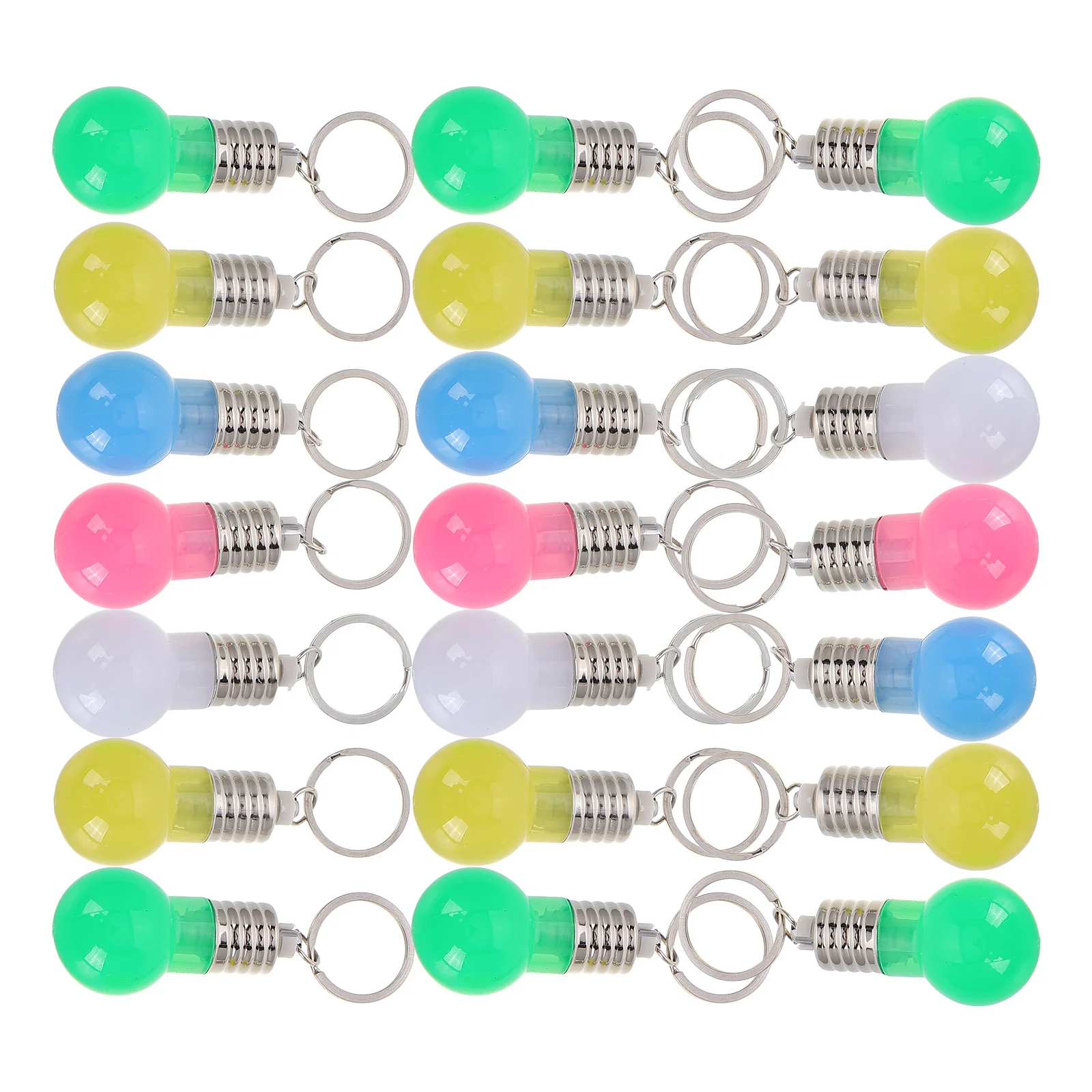 21 Pcs Color Luminous Key Chain Rings Ornaments LED Bulb Light Lamp Torch Keyring Mini Unique Design Keychain Wallet