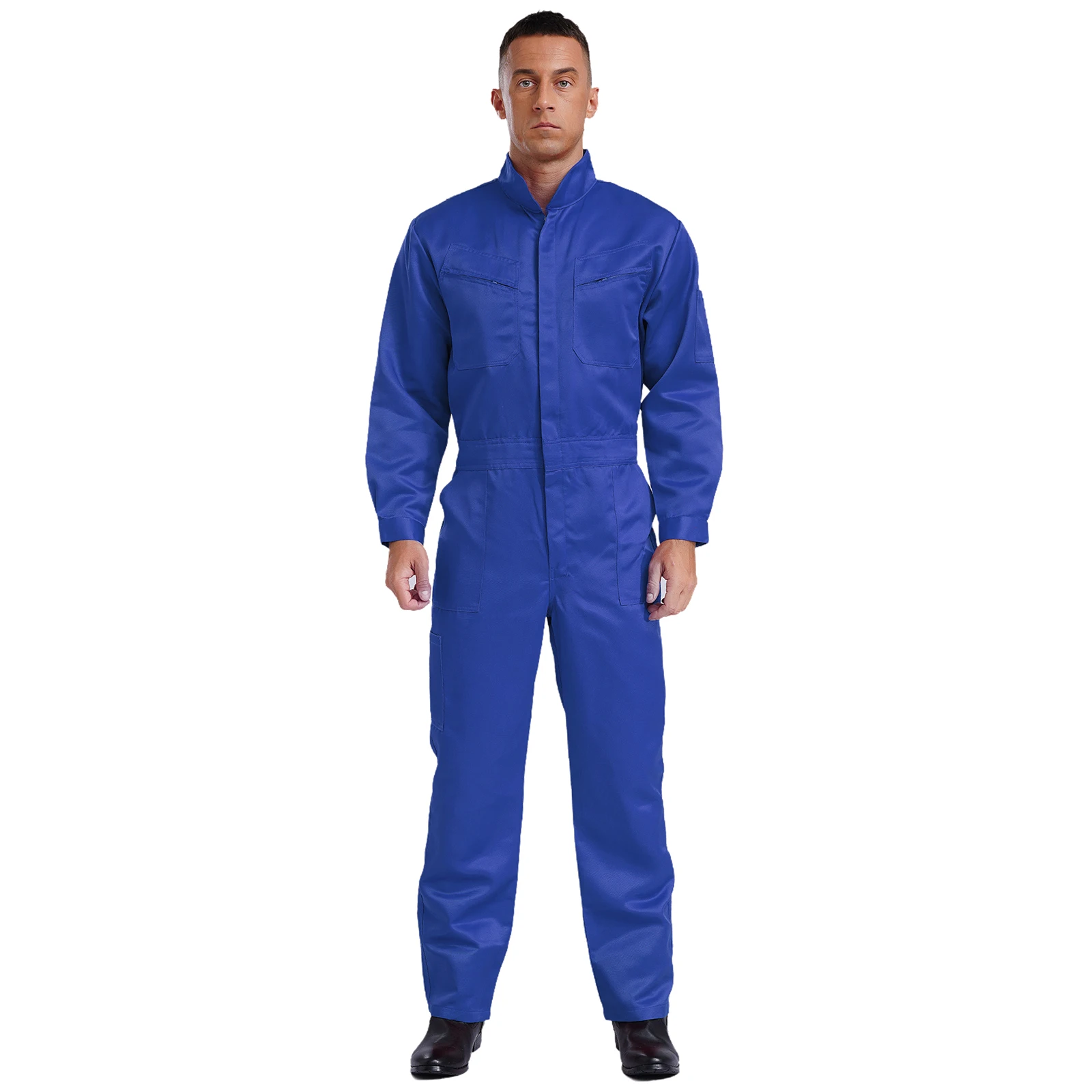 

Men's Long Sleeve Coverall One Piece Workwear Jumpsuits Mechanics Uniform with Pockets Workshops Factory Working Overall