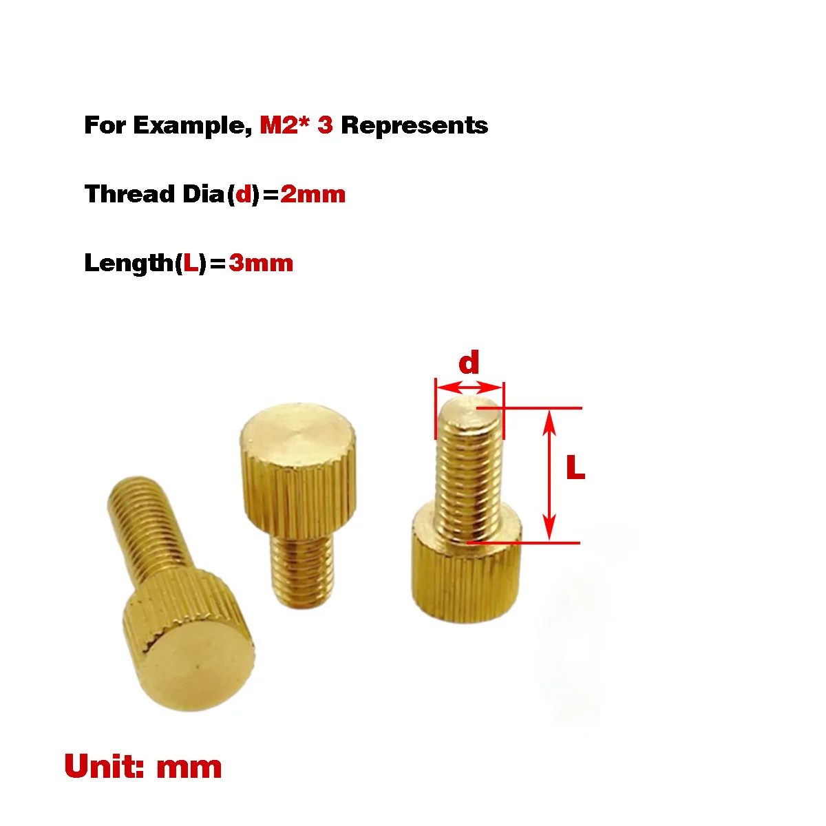 

Brass Single Head Hand Screw/Knurled Flat Head Bolt M2M2.5M3M4M5M6