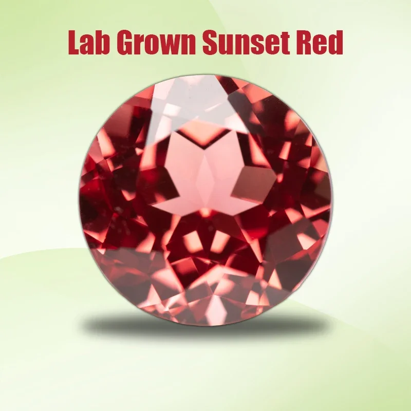 Lab Grown Sapphire Sunset Red Color Round Cut Gemstone for DIY Top Quality Jewelry Making Materials Selectable AGL Certificate