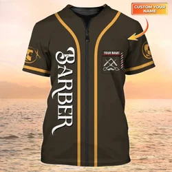 Barbershop Customized Name T-shirts Female Hair Stylist Workwear Tees Loose Pullover for Men and  Women EU Size Unisex Clothing