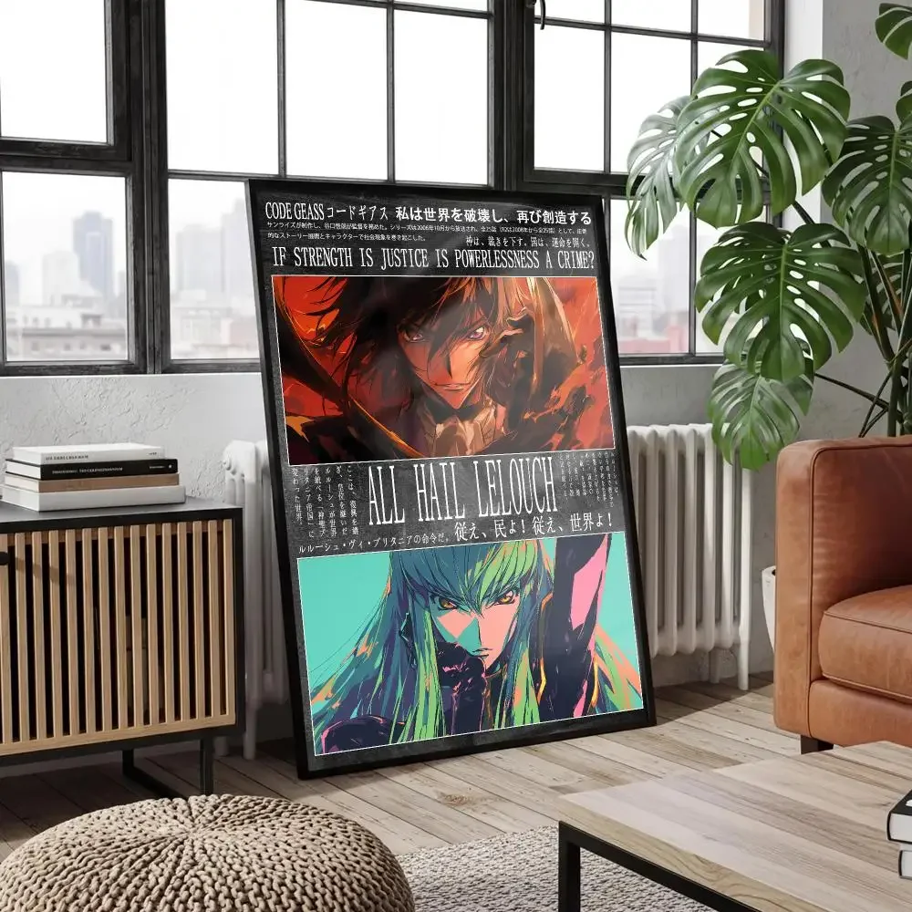 Code Geass Anime Manga Poster Peelable Self-Adhesive Album Cover Poster Stickers, Frameless Wall Art for Singer Pop Rap Bedroom