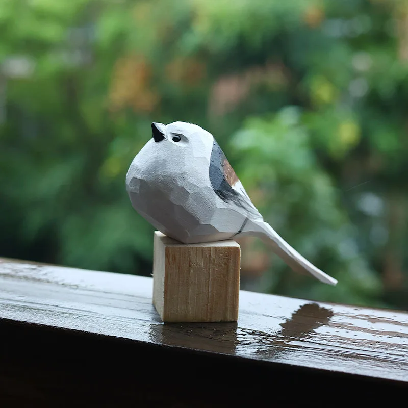 Nordic Wooden Bird Statue Decoration Ornaments Decorative Carved Wood Robin Bird Figurine Garden Home Decor Craft Cute Decor