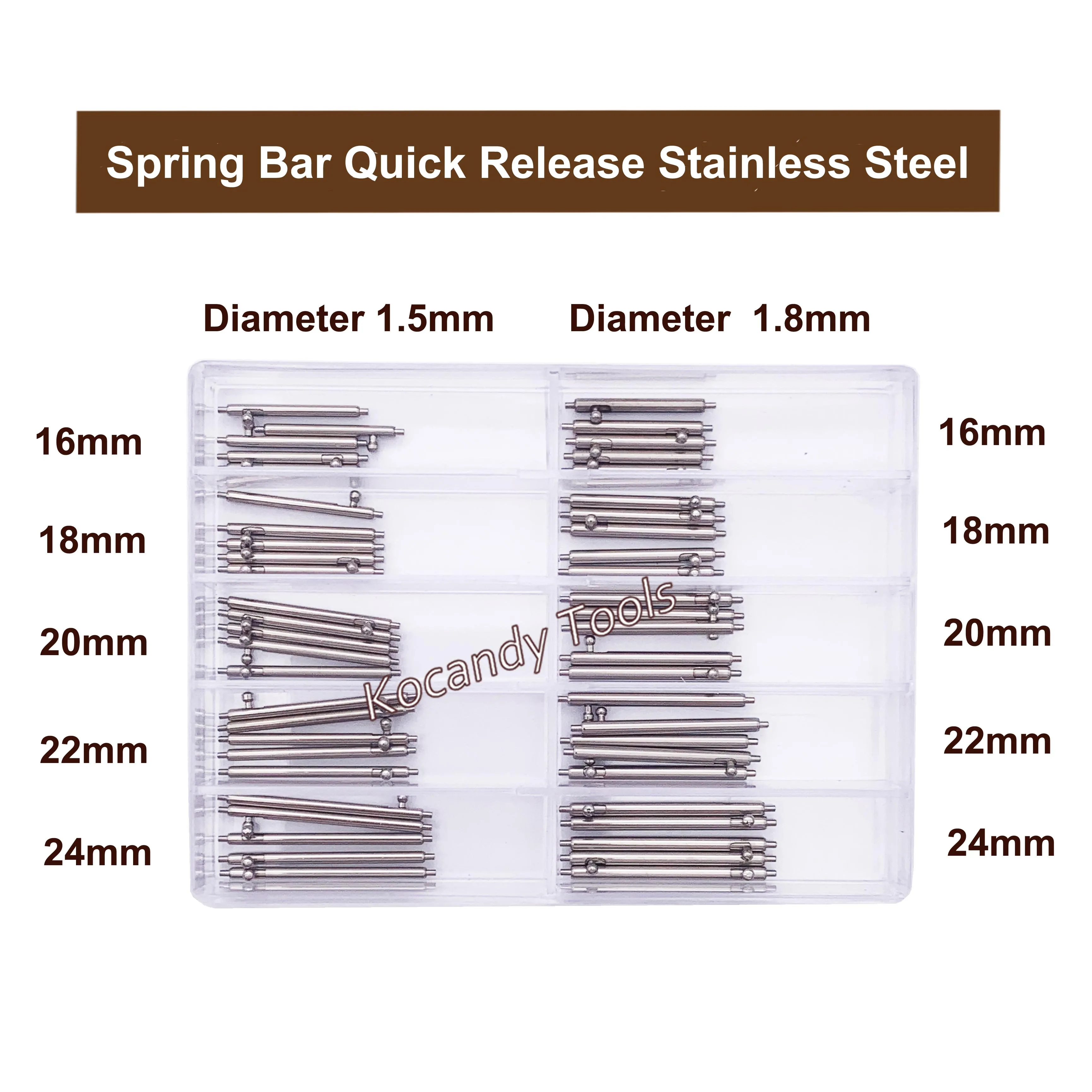 Stainless Steel Spring Bar Quick Release Watch Parts for Repairing 1.5mm and 1.8mm  50 Pieces