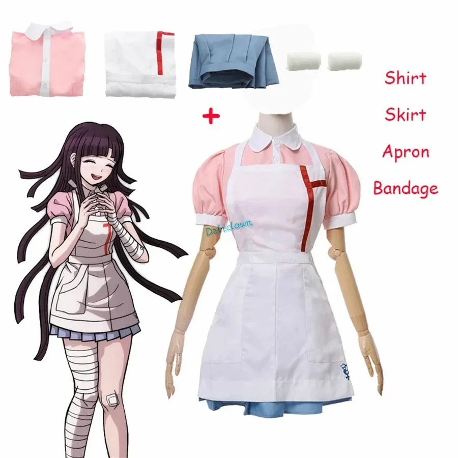 Tenue de cosplay Danganronpa Mikan Tsumiki, uniforme d'infirmière ultime, costume de femme de chambre, ensemble complet pour femmes, Halloween