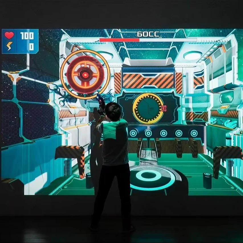 Interactive Projection Shooting Game Laser Gun Shooting Simulator Multiplayer Wall Projection Game For Entertainment Center