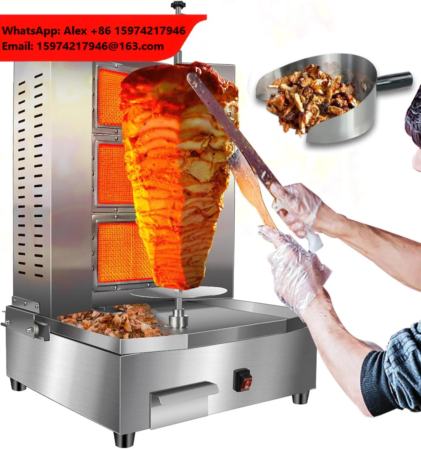 Hot Sale Shawarma Grill Chicken Kebab Maker Gas Desktop Commercial Automatic Doner Kebab For Restaurant Kitchen Garden Use