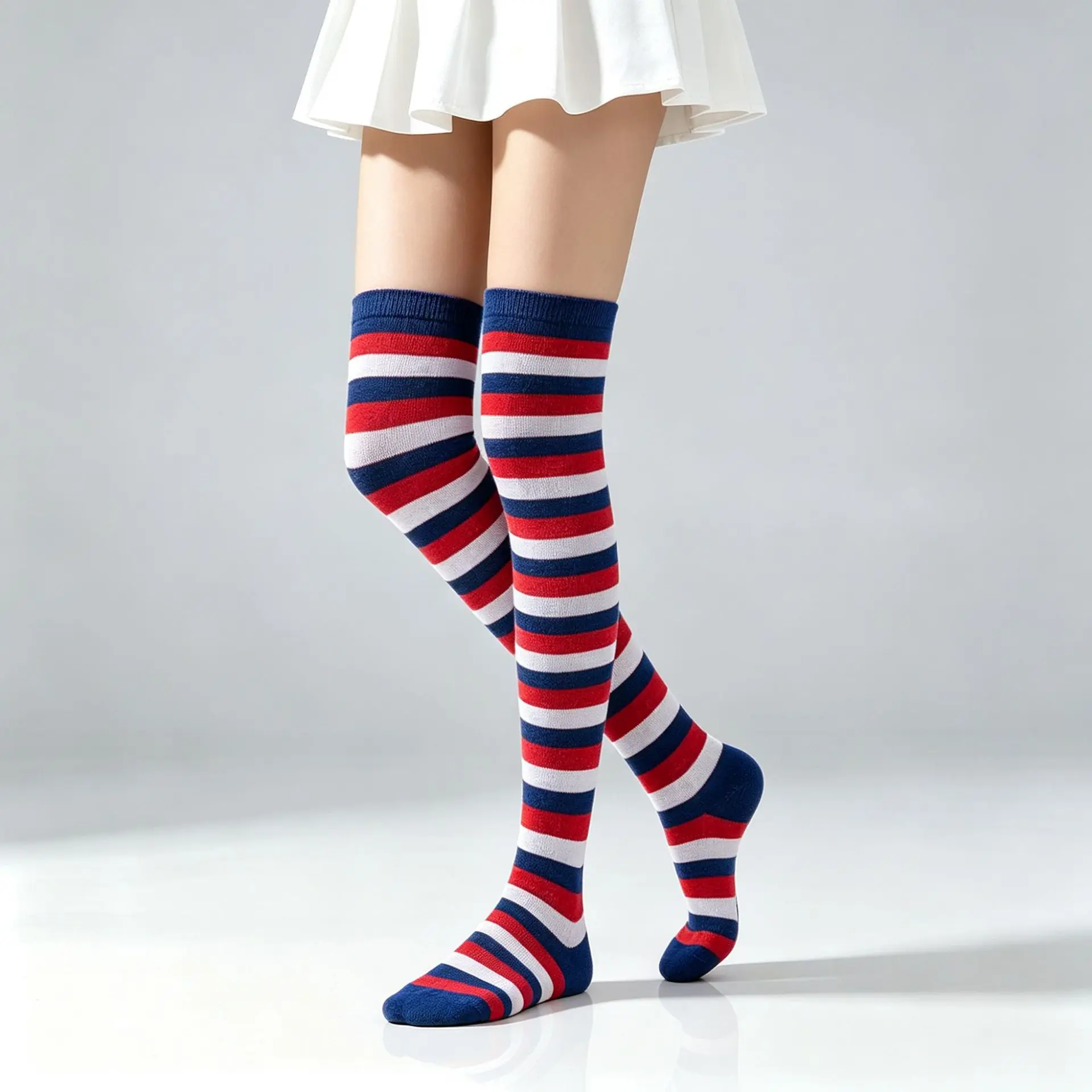 Cosplay Xmas Striped Thigh High Socks Women Fall Winter Overknee Long Holiday Performance Costume Hosiery Stockings