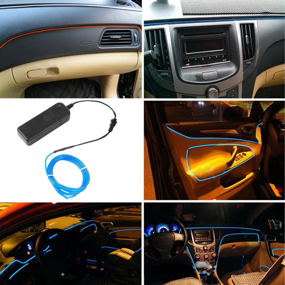 

2m Electroluminescent Glowing Wire Flexible Cuttable Low Heat Dissipation Perfect Party Cosplay Car Decoration Glowing Light