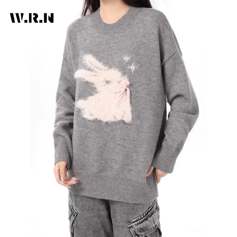

Sweet Vintage Knitting Long Sleeve Bow Pullovers 2023 Winter Korean Fashion Women Jumpers Appliques Round Neck Ladies Sweater