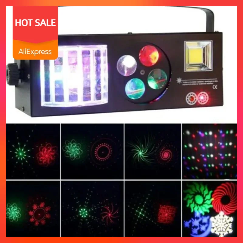 4IN1 LED strobe laser pattern light KTV DJ Disco NightClub PUB Bar Party LED effect light laser gobos LED butterfly stage light