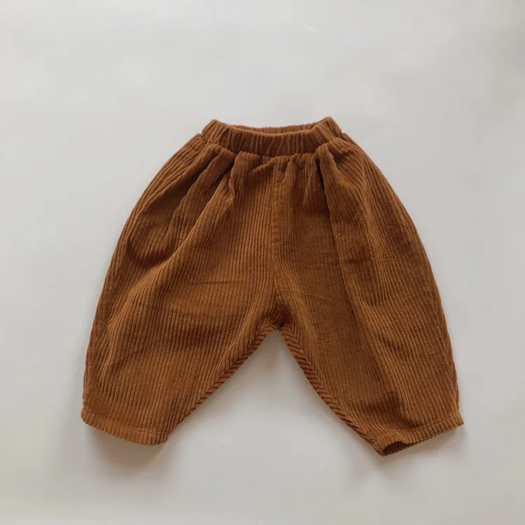 2024 Autumn New Children Corduroy Trousers Solid Kids Boys Casual Pants Vintage Girls Harem Pants Solid Baby Warm Clothes