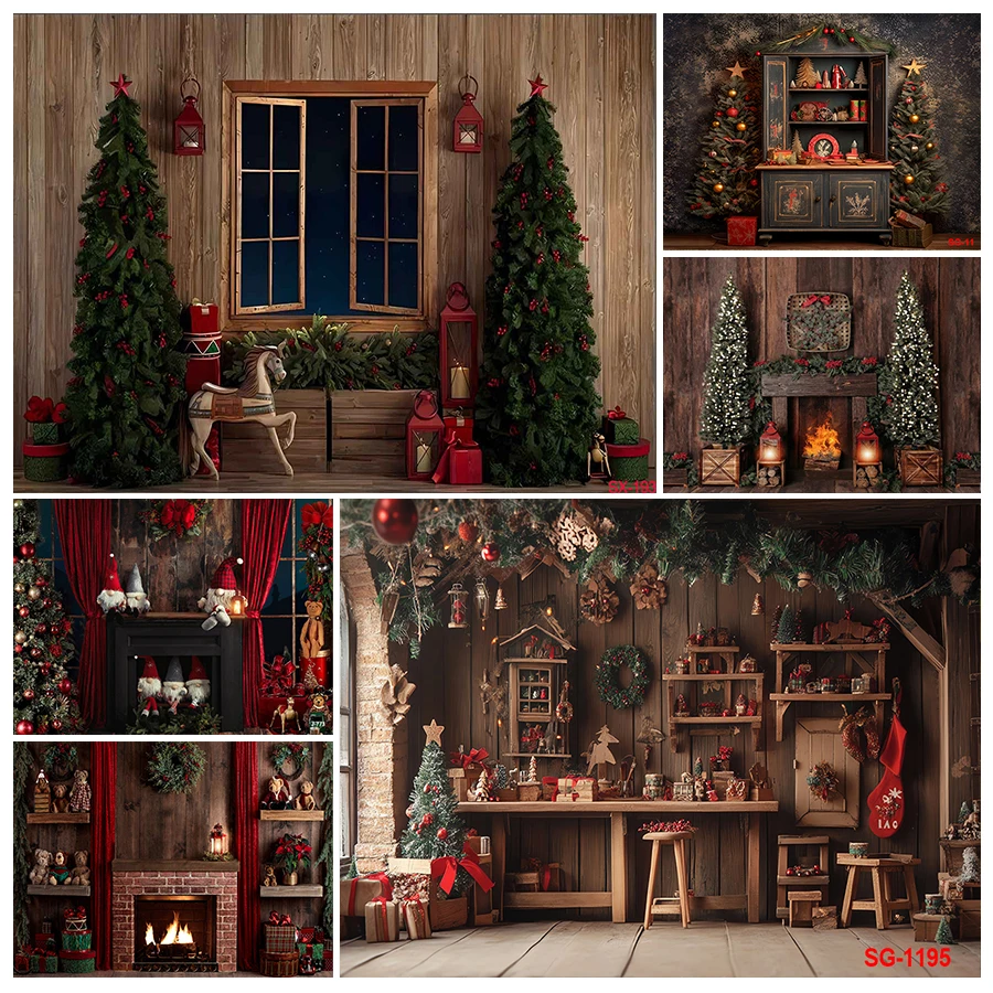 

Рождественская фотография Фон Рождественская елка деревянная стена медведь игрушка Новорожденные Рождество Праздник День Рождения Вечеринка фон фотосессия