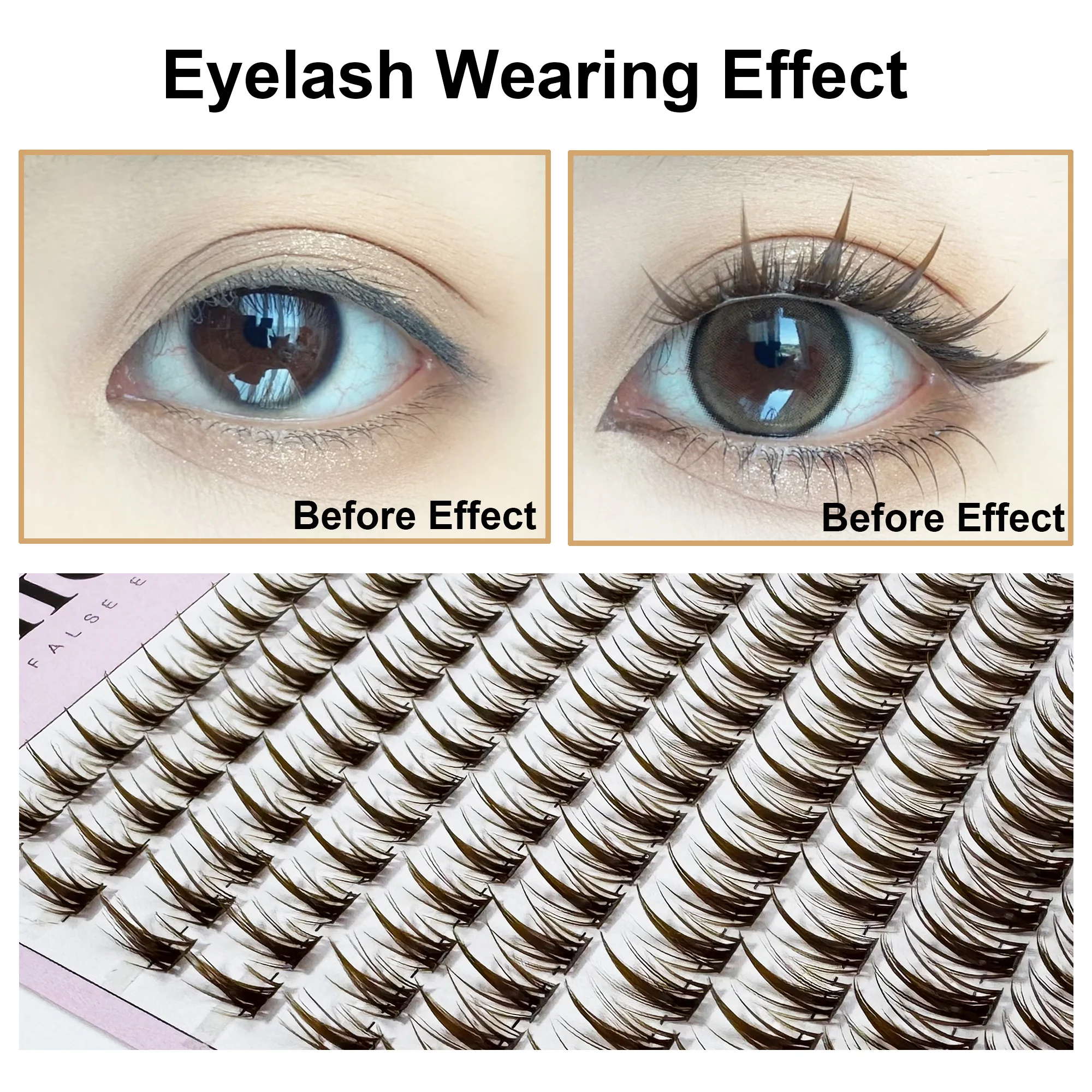 160 Cluster Individual Lashes Bundle 3D Russian Volume Look Faux Mink False Lashes Natural Eyelash Extension Makeup Lashes Tools
