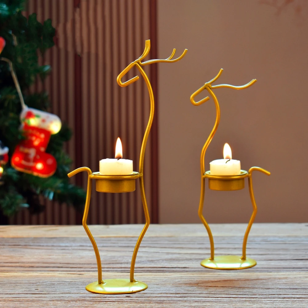 

Deer iron art candlestick Nordic style Christmas atmosphere decoration dining room living room metal craft decoration