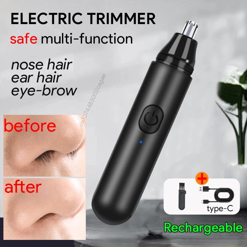 Electric Nose Hair Trimmer Rechargeable Ear Hair Trimmer Eye-brow Shaping Professional Safe Painless Portable For Business Home