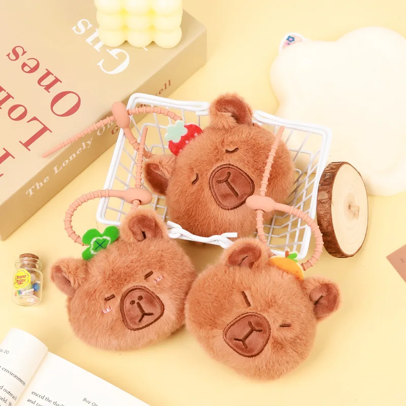 Capybara Plush Keychain Cute Squeaky Water Guinea Pig Stuffed Doll Backpack Pendant Soft Plush Toy Decor Gift For Girls Kids