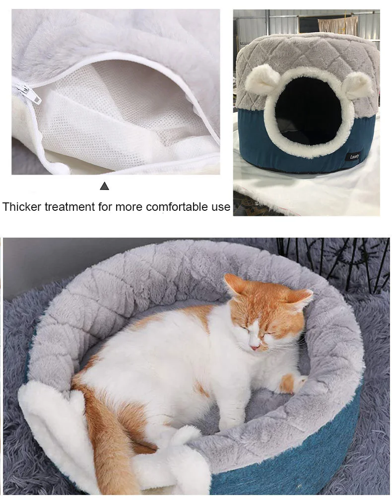 Imagem -05 - Plush Cozy Bed For Pet Dog Kennel Puppy Little Hiding Houses Hut Nest Cat Small Kitten Cushion Mat Products Coberto em Janeiro