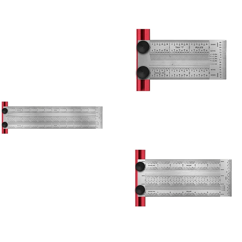 Precision Marking T-Shaped Rule,Tainless Steel Positioning Line Gauge, Carpenter Marking T-Shaped Rule