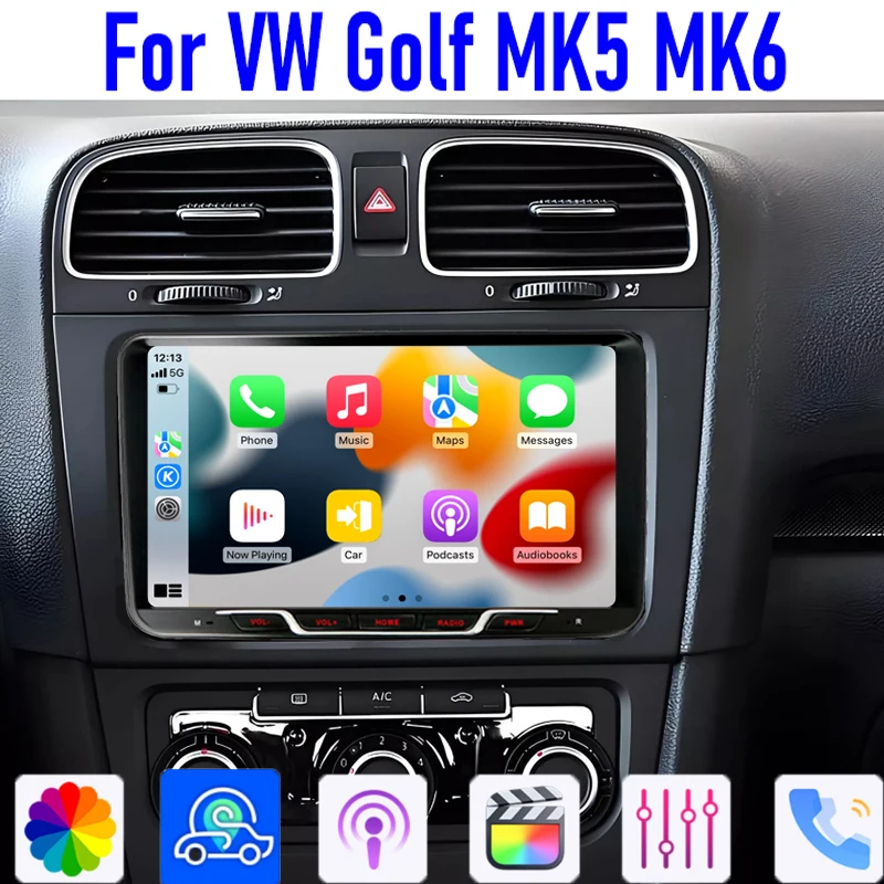 

9" For VW Golf MK5 MK6 Apple Carplay Android 13 Auto Head Unit Car Radi Intelligent System Multimedia Player GPS WIFI Navi BT