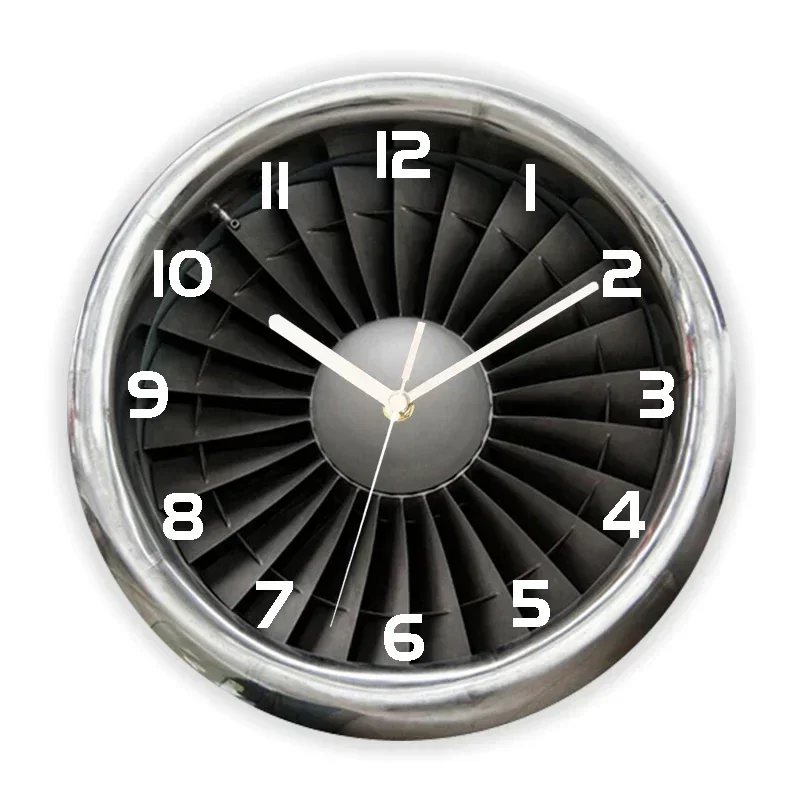 Funny 3D Modern Jet Turbine Engine Cowling Air Plane Large Wall Clock Watch Aviation Aircraft Wall Clock Bedroom Home Decor Gift