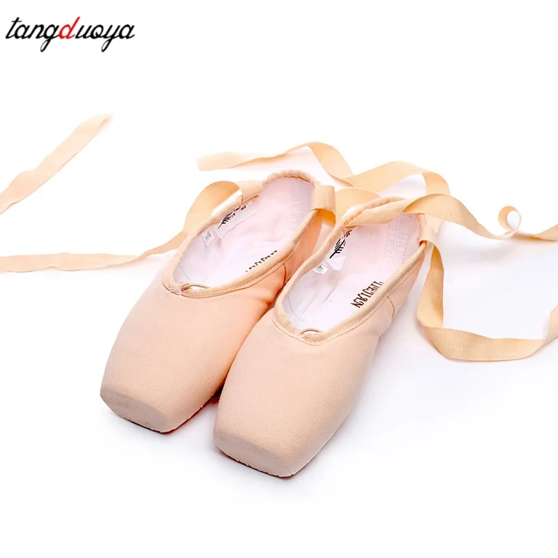 Girls Women Ballet Pointe Shoes Ballerina Adult Professional Satin Canvas Pink Ballet Dance Shoes