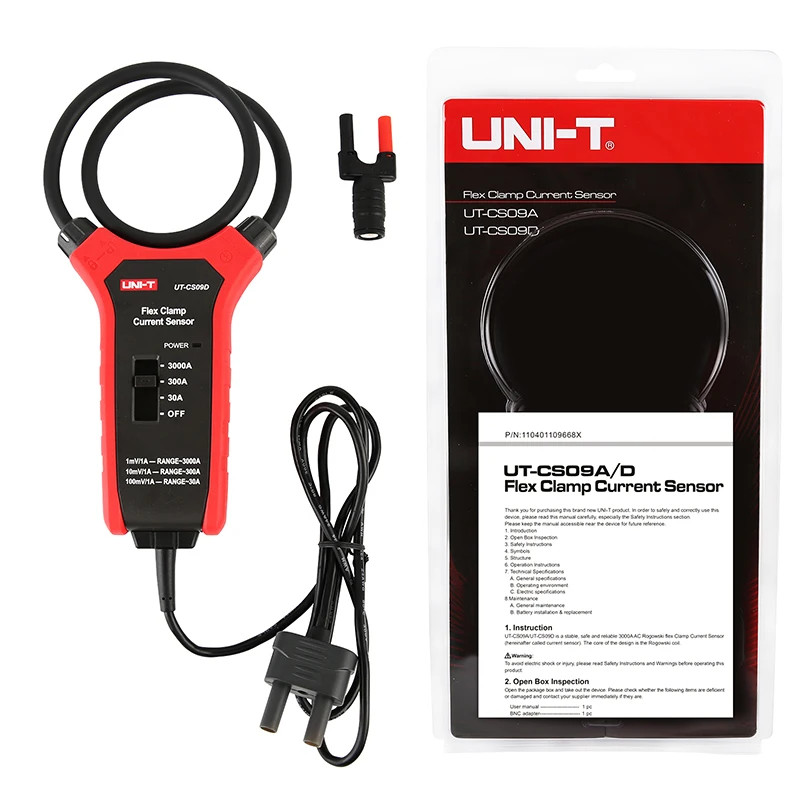 UNI-T UT-CS09D 3000A التيار المتناوب الحالي مرنة المشبك متر فليكس المشبك الاستشعار مقياس التيار الكهربائي تردد متر UT206B UT208B ينطبق
