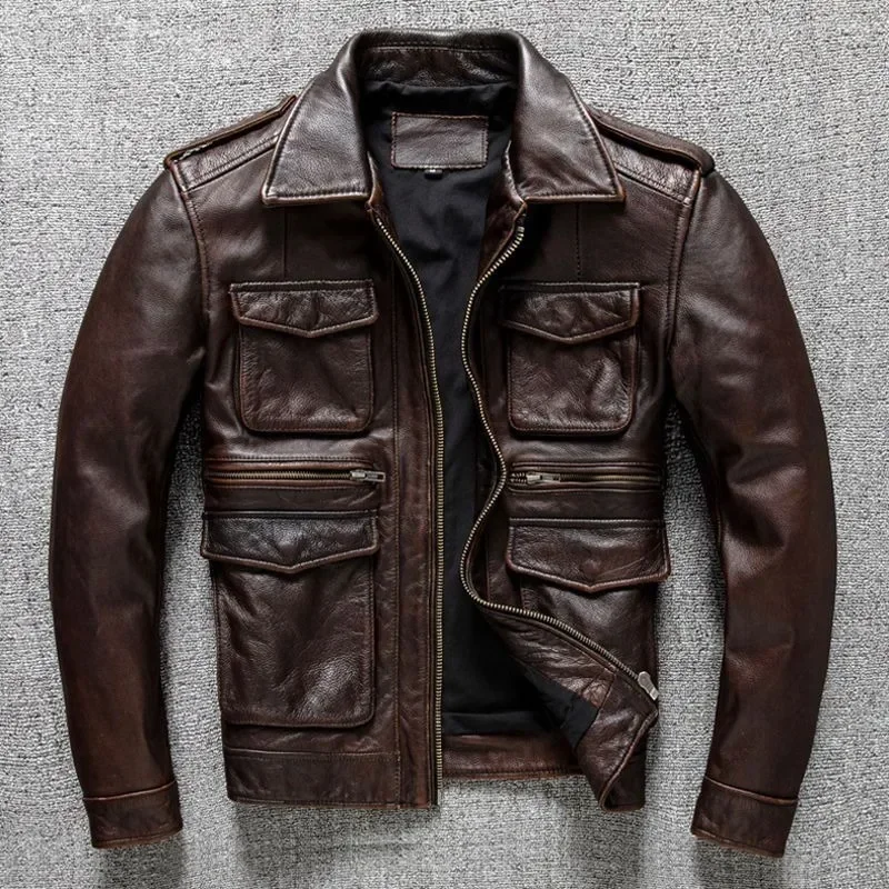 New Vintage Men\'s Leather Jackets Autumn Winter Casual Motorcycle Slim PU Jacket Biker Leather High Quality Fashion Overcoat