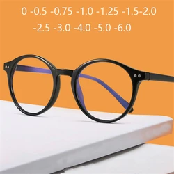 0 -0.5 -0.75 To -6 Literary Round Nearsighted Glasses Prescription Spectacles Aspheric Green Coating Myopic Lens Myopes Lunettes