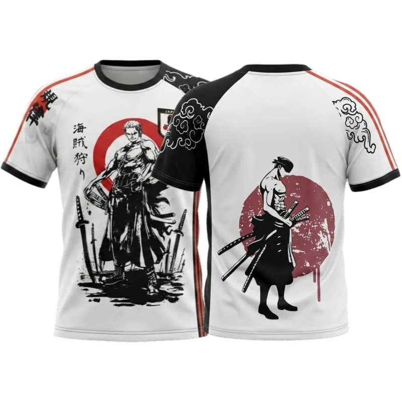2026 Neues One Piece Zoro Themen-Trikot, Japanisches Anime-T-Shirt, Atmungsaktiv, Kurzarm, Unisex, für Erwachsene/Kinder, Familien-Set – Detail 6