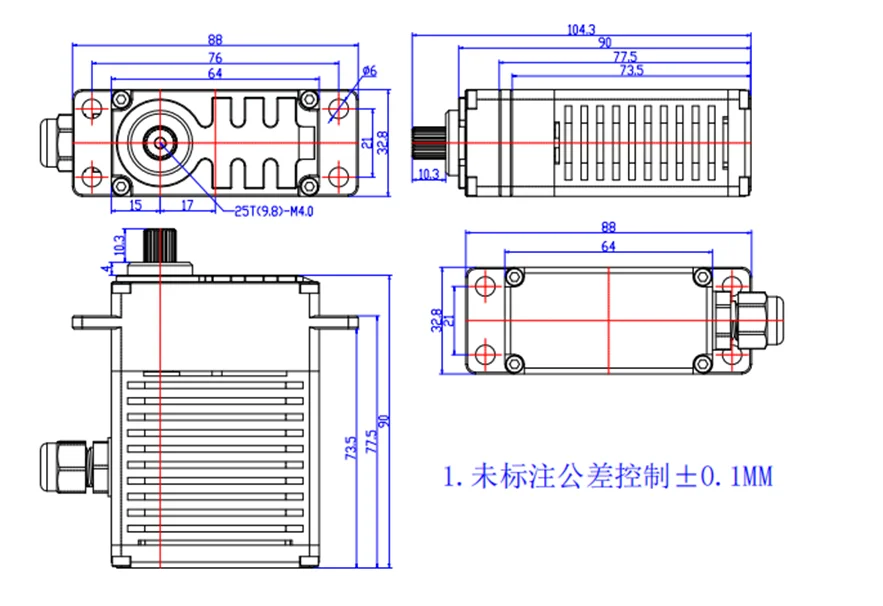 24 فولت 325 كجم. سم PWM رقمي 180 ° ميتال ستيل جير عزم دوران عالي بدون فرش حافظة ألومنيوم كاملة باستخدام الحاسب الآلي للروبوت الصناعي بدون طيار #5