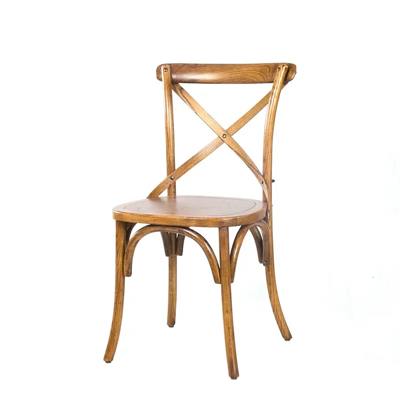 American Solid Wood Dining Chair Oak Industrial Style Coffee Court Charm Rattan Back Dining Elegance Comfortable Seating