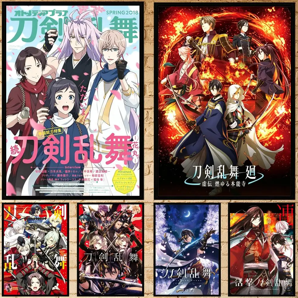 game Touken Ranbu Poster Poster HD Waterproof Self-adhesive Art Print Wall Decor for Bedroom Living Room Gift
