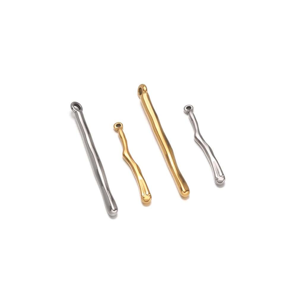 10 Stück Nicht Verblassende Edelstahl Gebogene Lange Stabanhänger für Armbänder und Ohrringe DIY Schmuckherstellung Großhandel – Detail 3