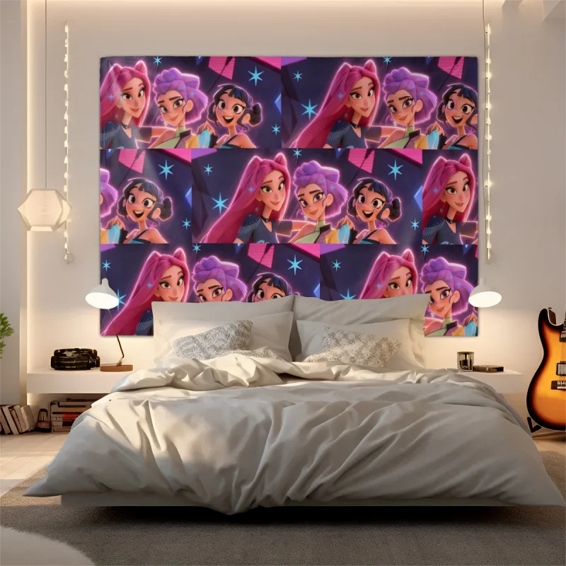 3D Anime Idol Collage Tapestry Banner Hasbro Kpop Wall Hanging Party Backdrop Photo Booth Background Aesthetic Teens Room Decor