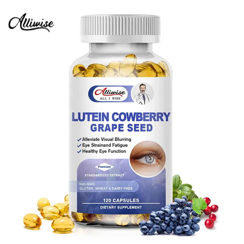 Alliwise Lutein Capsules for Eyes Zeaxanthin and Bilberry Extract Support Eye Strain Dry Eye and Vision Health Lutein Blend