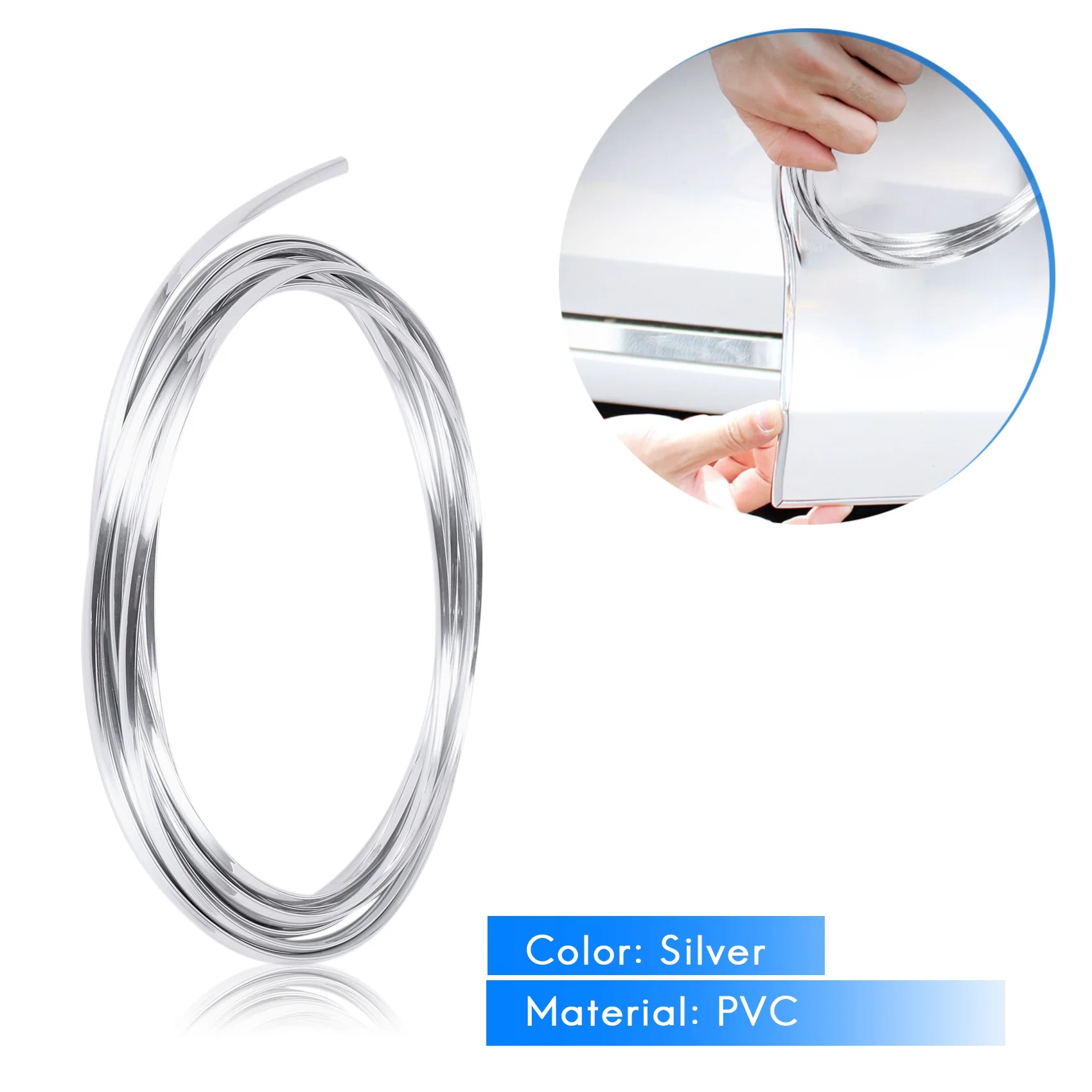 شريط تشذيب من الكروم للسيارة ، حافة الباب ، واقي الخدش ، غطاء واقي ، فضي ، 20 قدمًا