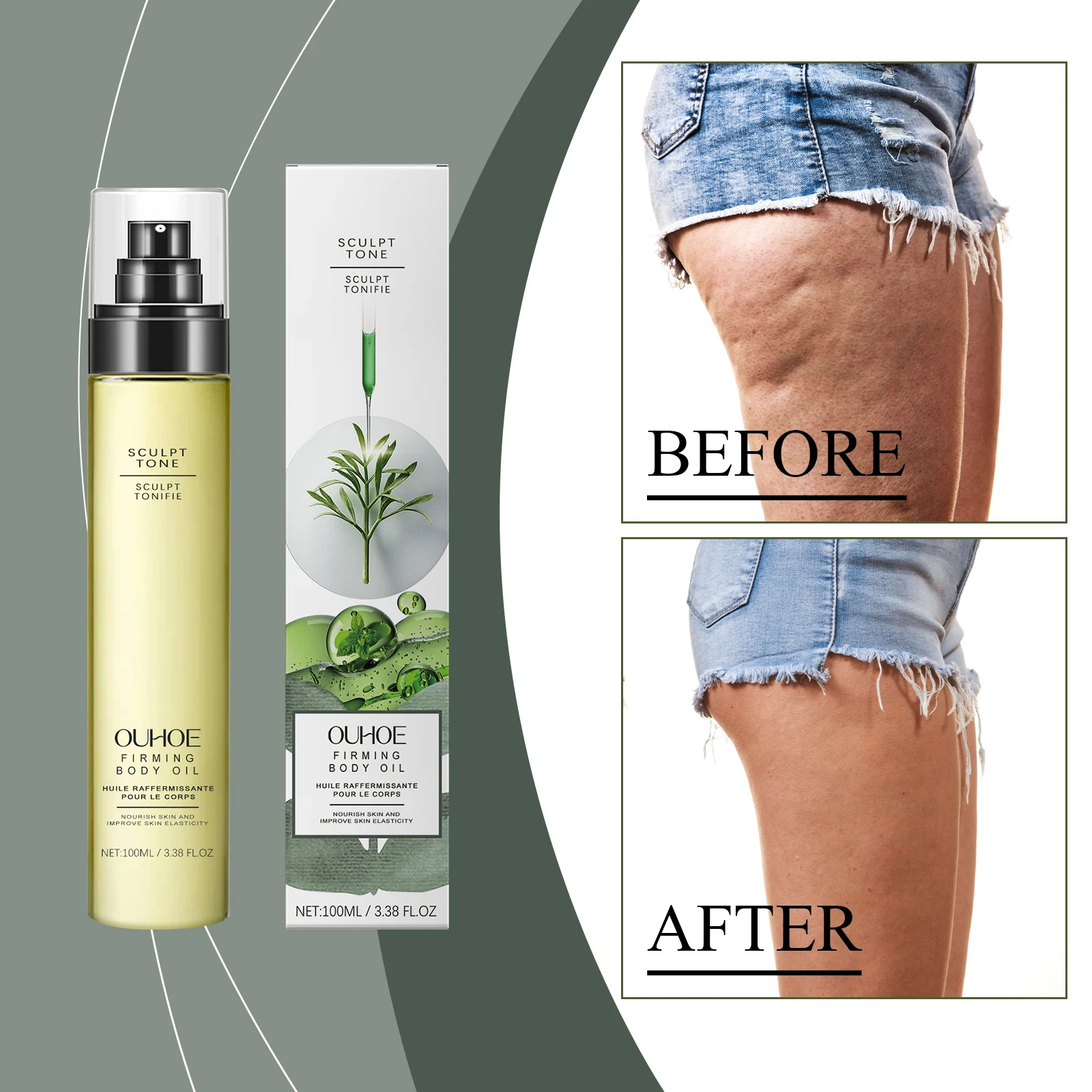 ファーミング ボディ オイル - 肌の引き締めのためのスカルプティング & トーニング トリートメント、抗セルライト マッサージ オイル - 100ml/3.38oz