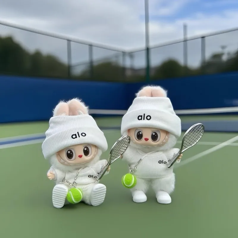 For 17cm Labubu Doll Clothes Sports Tennis Set For Gen 123 For Labubu Knit Outfit With Headphone Accessories
