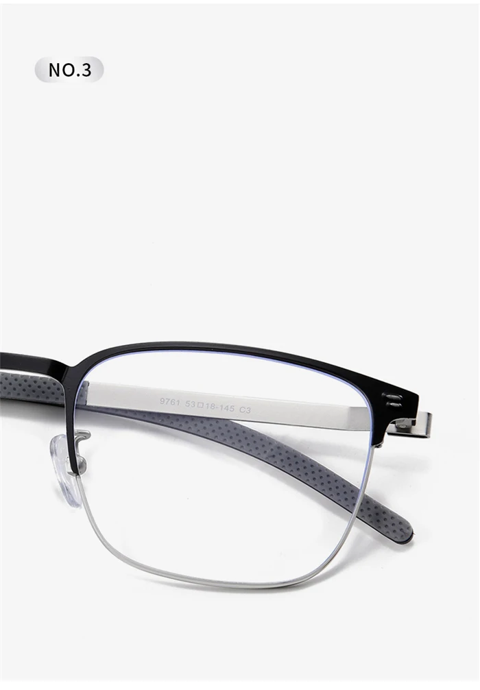 Dünne und leichte Anti-Blau-Strahlen quadratische kurzsichtige Brille Männer Metall Computer Brille Rezept 0 -0.5 -0.75 bis -6.0 – Detail 4