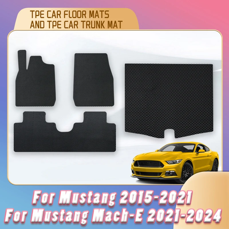 

TPE Car Floor Mats Trunk Carpets For Ford Mustang 2021 2020 2019 - 2016 2015 For Mustang Mach-E 2021 2022 2023 2024 Interior Rug