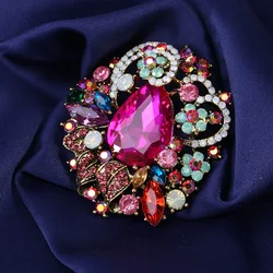 Bohemian crystal luxury classic temperament all-match large glass rhinestone brooch jewelry