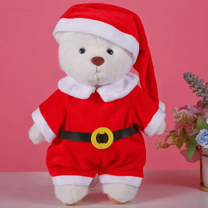 Roupas de boneca de pelúcia bonito urso de natal roupa animal de pelúcia traje acessórios de boneca de pelúcia anime personagem roupas pequena boneca