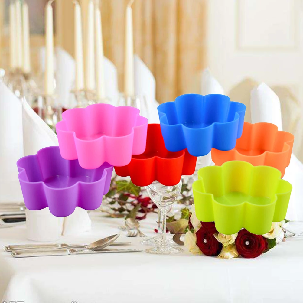 

6 Pcs Silicone Mold Baking Cups Reusable Muffin Cake Mould Pudding Cupcake Liners