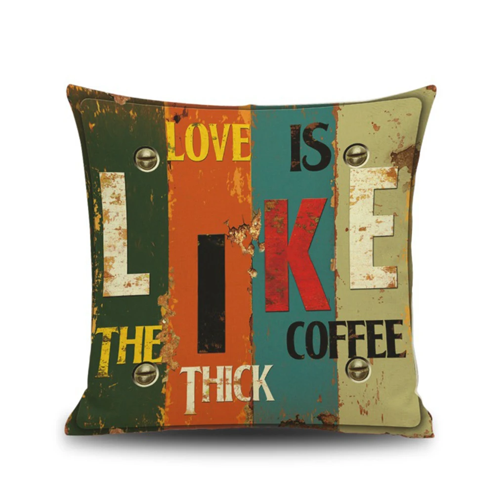 45x45cm Color Letters Printing Throw Pillow Covers Pillowcase Bar Office Sofa Car Home Decor