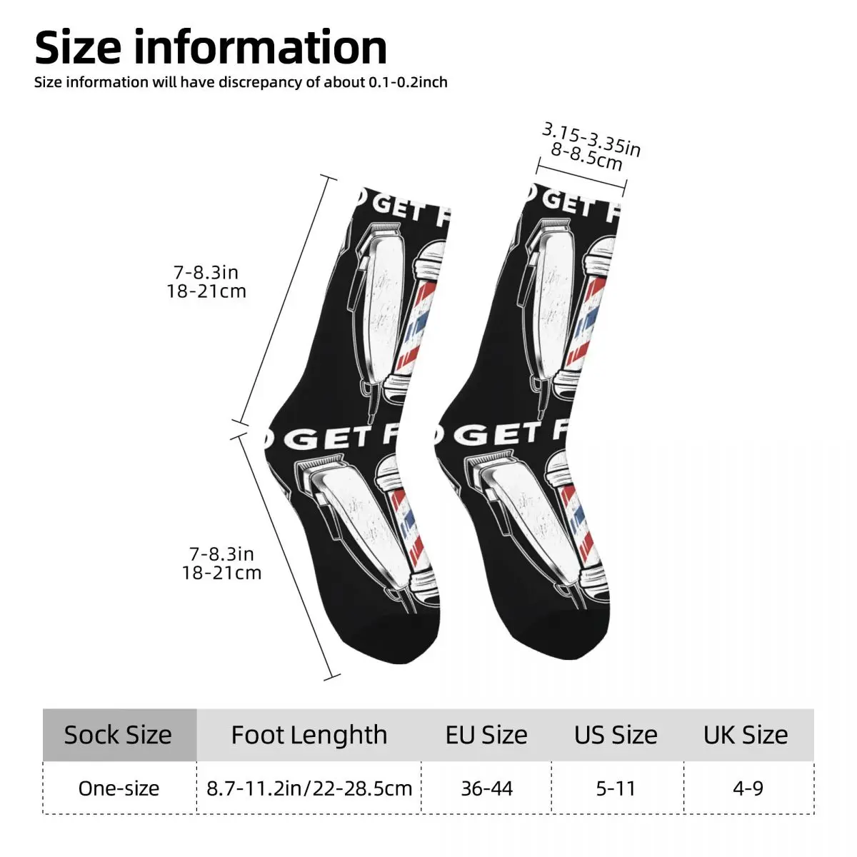 Get Faded Barber For Men Women Cool Hairstylist Socks Shopping 3D Print Boy Girls Mid-calf Sock