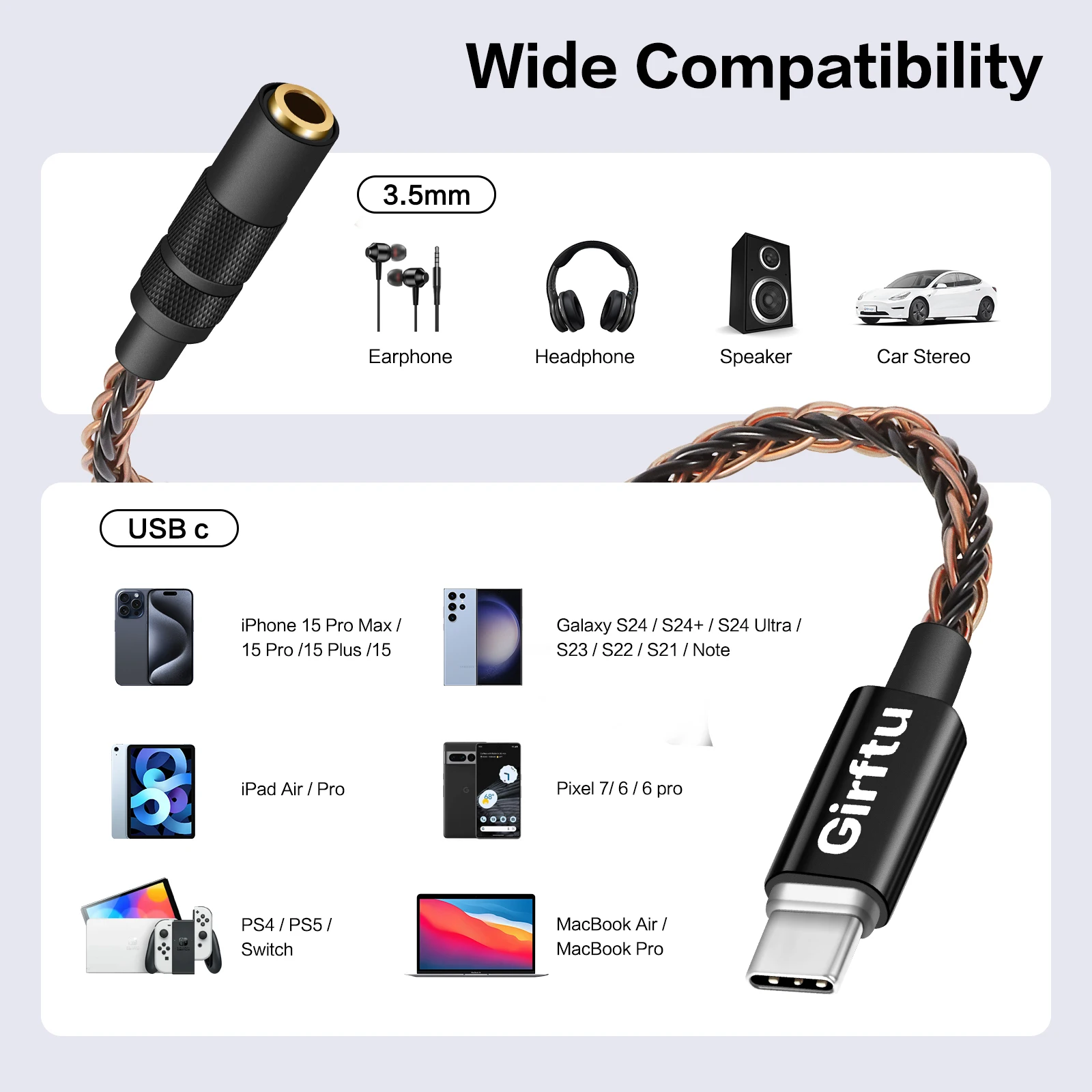 Cx dac USB C için 3.5mm ses adaptörü CX31993 pro çip USB tip C için 3.5mm kulaklık Aux Jack Dongle amplifikatör DAC kablo kordonu